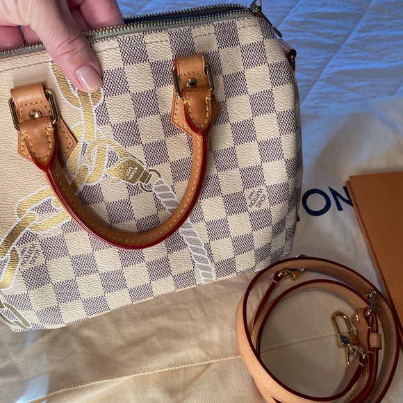 💯 Authentic LOUIS VUITTON Damier Azur Nautical Speedy Bandouliere 25 - Picture 2 of 16